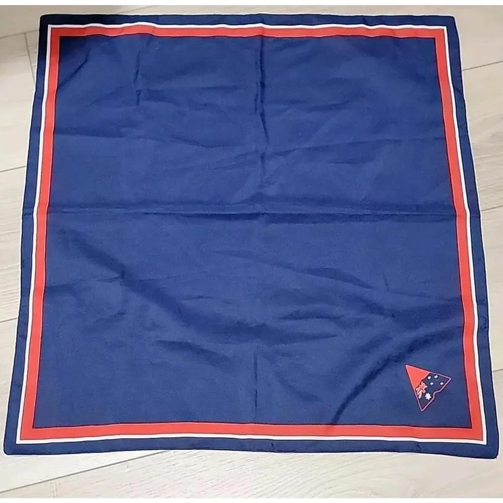Scarf cravat Austico label 70s 80s blue and Red, White stripes 25